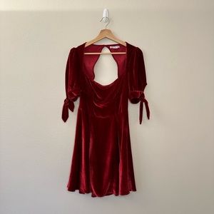 Reformation Livia Velvet short Dress In Crimson